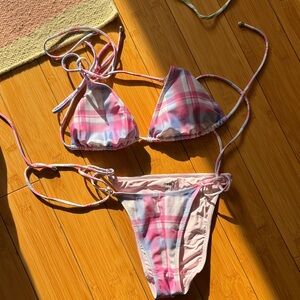 Plaid Pink Bikini Set